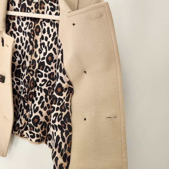 Tahari ASL Size 4 Beige Double Breasted Blazer 3/4 Belted Sleeve Square Buttons - Picture 8 of 13